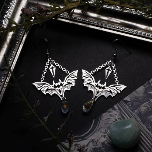 boucles d'oreilles chauve-souris  en acier inoxydable