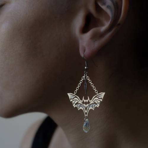 boucles d'oreilles chauve-souris  en acier inoxydable