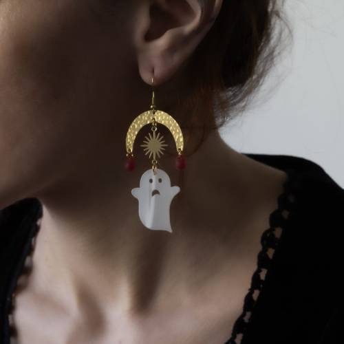 boucles d'oreilles fantôme en laiton et acétate