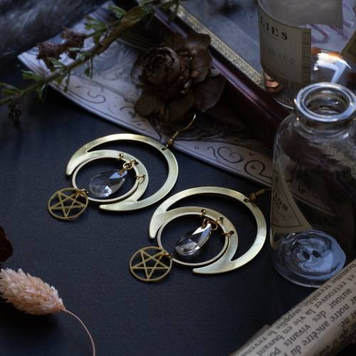 Maxi boucles d'oreilles gothique pentagramme - créoles