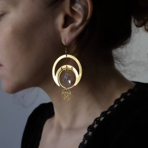 Maxi boucles d'oreilles gothique pentagramme - créoles