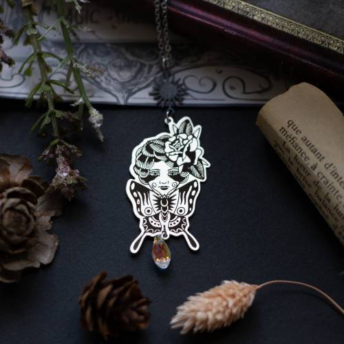 collier pendentif femme papillon style vintage - rétro