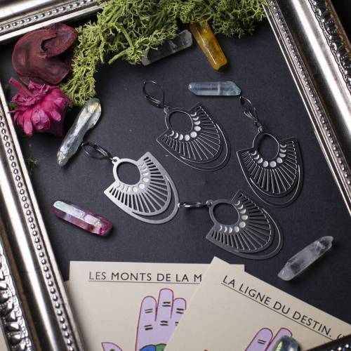 boucles d'oreilles phase de la lune en acier inoxydable