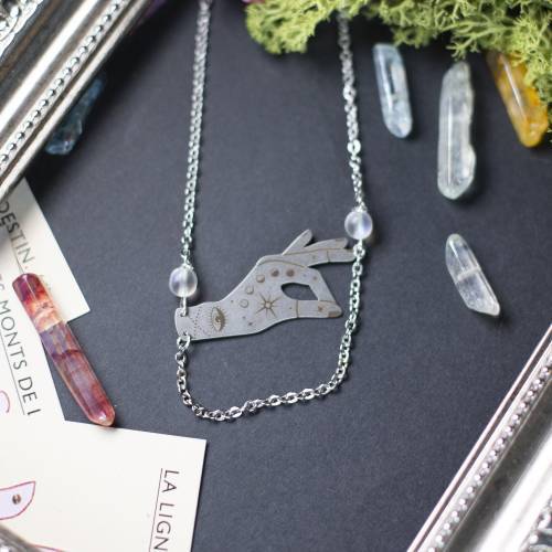 collier choker main en acier inoxydable