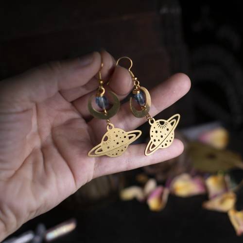 boucles d'oreilles planète en laiton