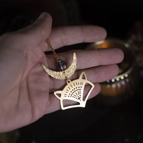 collier pendentif renard en laiton