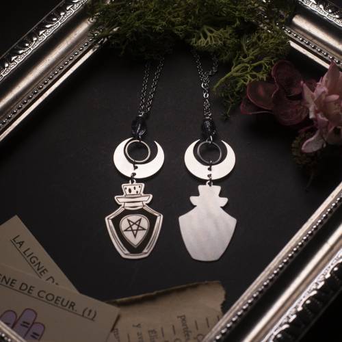 collier pendentif  fiole magique - pentagramme