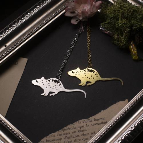 collier pendentif rat en acier inoxydable