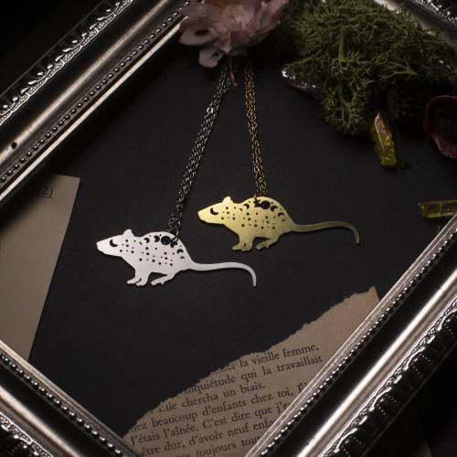 collier pendentif rat en acier inoxydable
