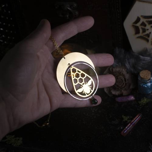collier pendentif abeille en laiton